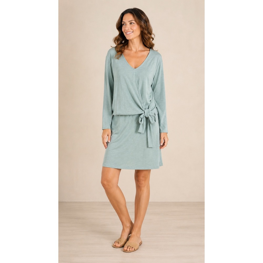 Spartina 449 Dress XXL NWT Seafoam Blue Faux Wrap Tie Front Cotton Coastal